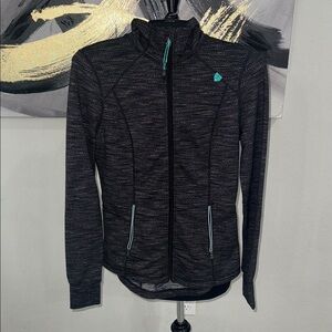 Athletic workout jacket Tangerine Black Jacket with Teal Accents